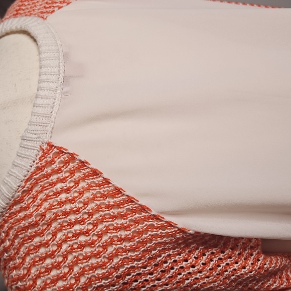 Gibson Latimer Women's Orange and White Knit Tunic Sweater with Chiffon Back - Picture 7 of 11